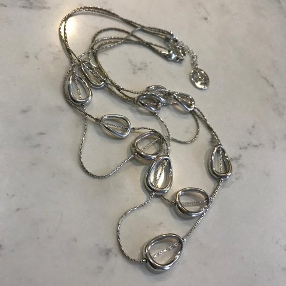 Crown Trifari Silver-Tone Triple Layer Necklace - Picture 9 of 9